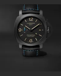 OFFICINE PANERAI Orologio 44 mm in ceramica con cinturino in pelle Luminor 1950 3 Days GMT Automatic, N. rif. PAM01441 Nero