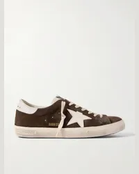 Golden Goose Sneakers in camoscio con finiture in pelle effetto consumato Super-Star Marrone