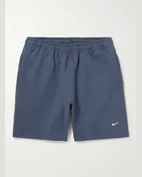 Nike Shorts a gamba dritta in jersey di cotone con logo ricamato Solo Swoosh Blu