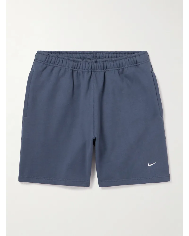 Nike Shorts a gamba dritta in jersey di cotone con logo ricamato Solo Swoosh Blu