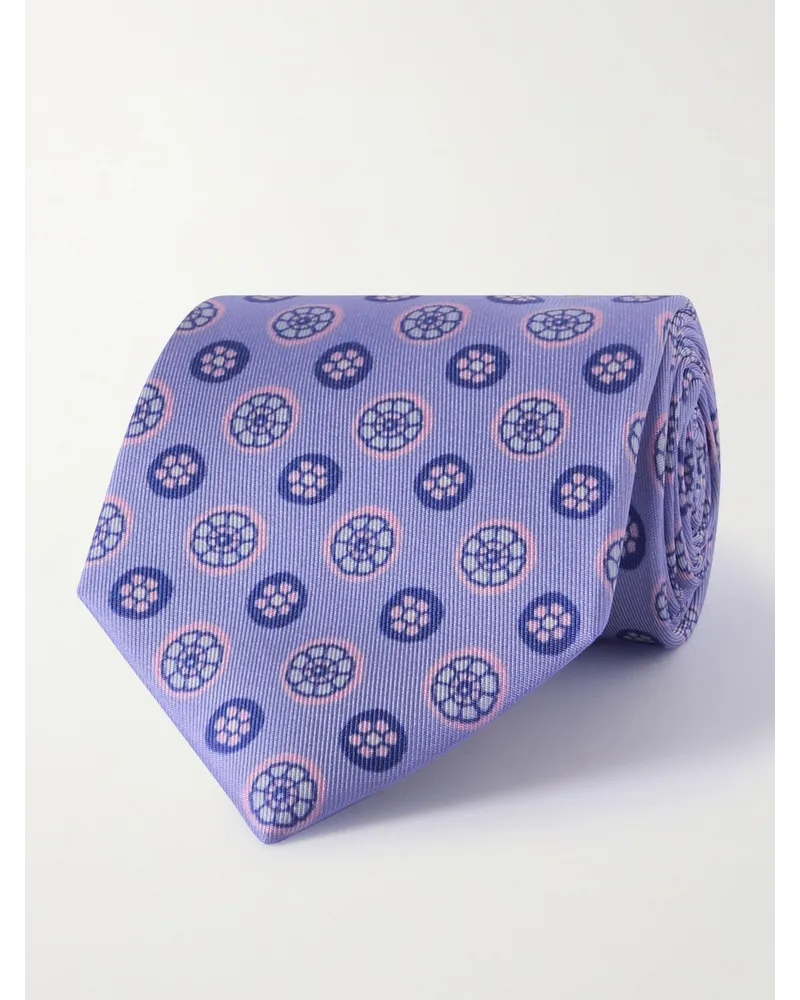 Charvet Cravatta in twill di seta stampata, 8,5 cm Viola