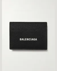 Balenciaga Portacarte in pelle pieno fiore con logo stampato Nero