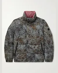 Moncler Piumino double face in shell con stampa leopardata riflettente 2 Moncler 1952 Grigio