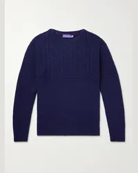 Ralph Lauren Pullover in misto lino e seta a trecce Blu