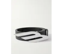 Balenciaga Cintura in pelle testurizzata con logo, 3,5 cm Nero