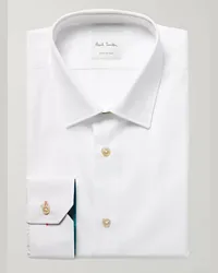 Paul Smith White Slim-Fit Contrast-Cuff Cotton-Poplin Shirt Bianco