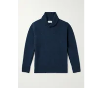 MR P. Pullover slim-fit in lana con collo a scialle Blu