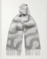 Acne Studios Sciarpa in jacquard bicolore con frange Vandy Grigio