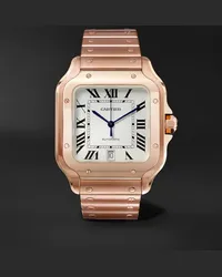 Cartier Orologio automatico 39,8 mm in oro rosa 18 carati con cinturino intercambiabile in alligatore Santos, N. rif. WGSA0007 Argento