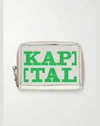 KAPITAL Portafoglio in pelle metallizzata con logo e zip Thumbs-Up Mini Verde