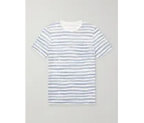 T-shirt slim-fit in lino a righe