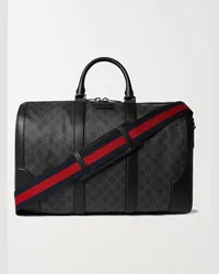 Gucci Borsone in tela spalmata con monogramma e finiture in pelle Nero