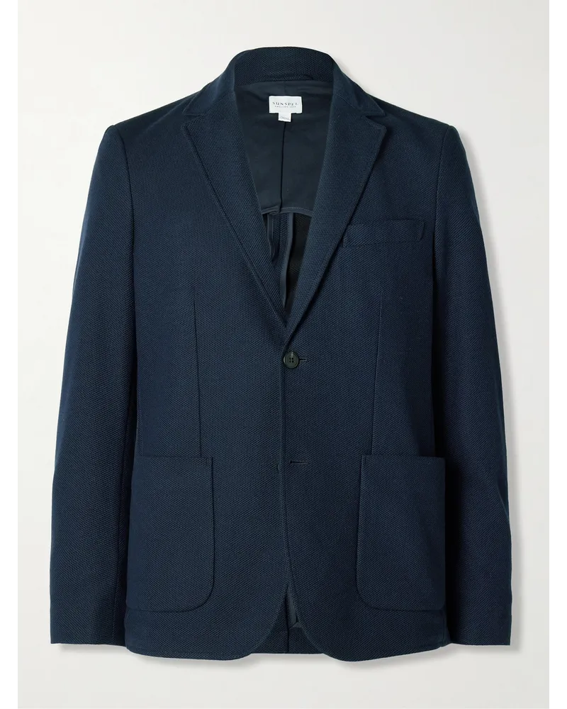 Sunspel Blazer destrutturato in cotone piqué Blu