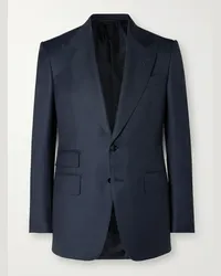 Tom Ford Giacca slim-fit in lana sharkskin Shelton Blu