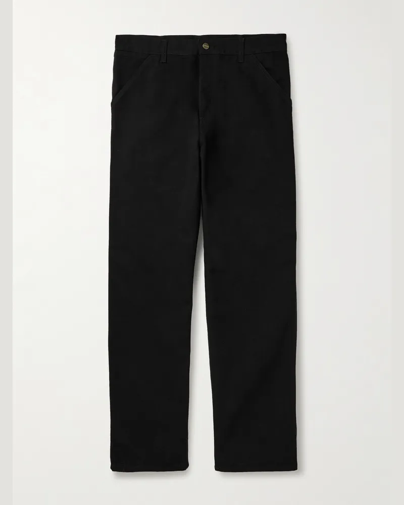 Carhartt WIP Pantaloni a gamba dritta in tela di cotone biologico Single Knee Nero