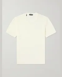 Tom Ford T-shirt slim-fit in misto lyocell e cotone Placed Rib Neutri