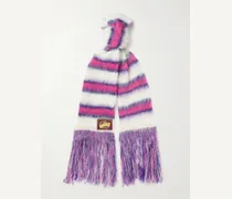 Fringed Striped Mohair-Blend Scarf