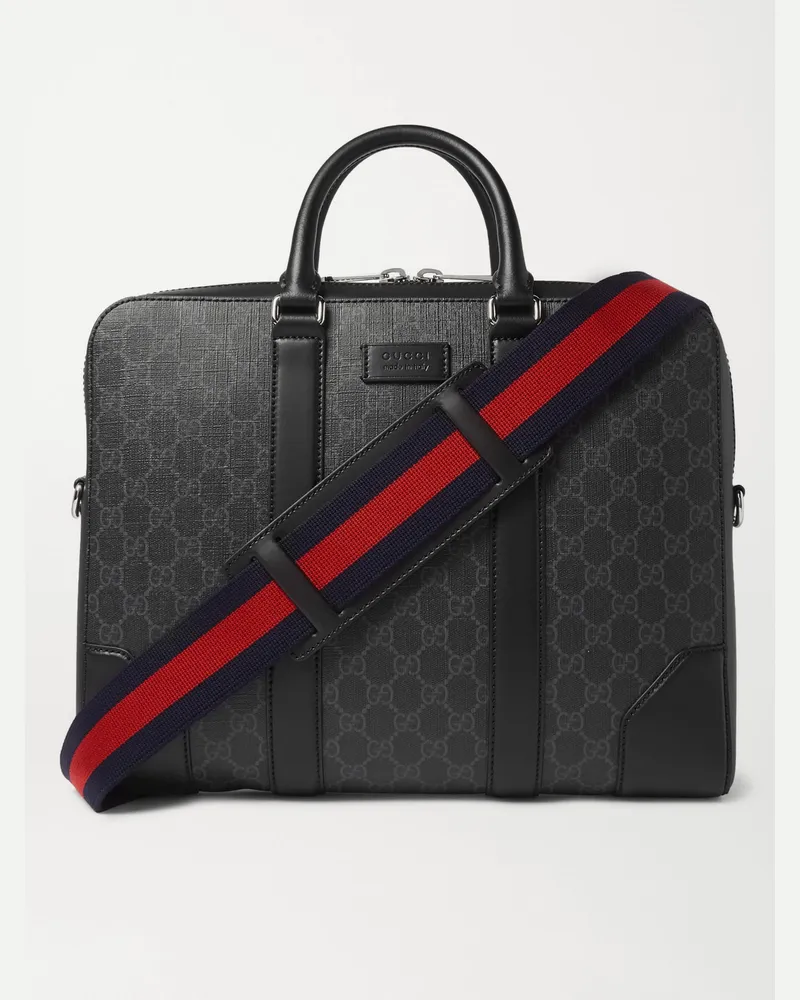 Gucci Borsa da lavoro in tela rivestita con monogramma e finiture in pelle Nero