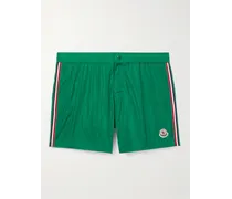 Moncler Shorts da mare medi a gamba dritta con logo applicato Verde