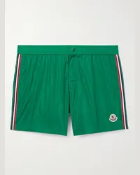 Moncler Shorts da mare medi a gamba dritta con logo applicato Verde