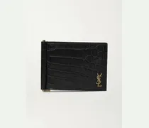 Logo-Appliquéd Leather Wallet with Money Clip