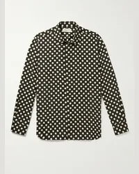 Saint Laurent Camicia in seta jacquard a pois Nero