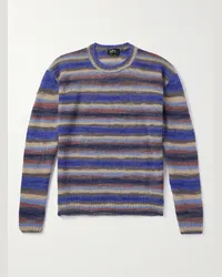 A.P.C. Pullover in maglia spazzolata a righe Bryce Blu