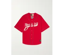 Camicia da baseball oversize in jersey di cotone con logo applicato