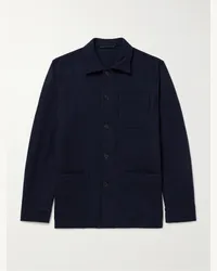 Sid Mashburn Overshirt in lana Melton Blu