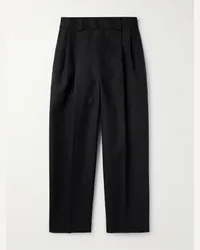 Jacquemus Pantaloni a gamba affusolata in twill di lana con pinces Marzio Nero