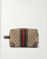 Gucci Beauty case in tela spalmata con monogramma e finiture in pelle Neutri