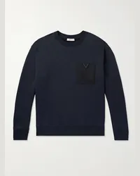 Valentino Garavani Felpa in jersey di cotone stretch con finiture in twill e logo Blu