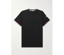 Moncler Slim-Fit Logo-Appliquéd Contrast-Tipped Cotton-Blend Jersey T-Shirt Nero