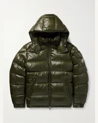 Moncler Piumino in nylon trapuntato con cappuccio e logo applicato Maya Verde