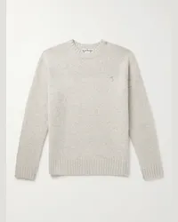 Acne Studios Pullover in lana Shetland con logo ricamato Kowy Grigio