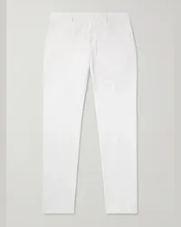 Ermenegildo Zegna Pantaloni chino a gamba dritta in twill di cotone stretch tinti in capo Bianco