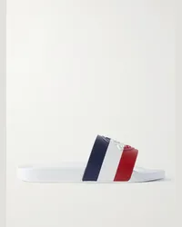 Moncler Slide in gomma a righe con logo goffrato Basile Bianco