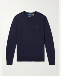 Ralph Lauren Pullover in lana con logo ricamato Blu