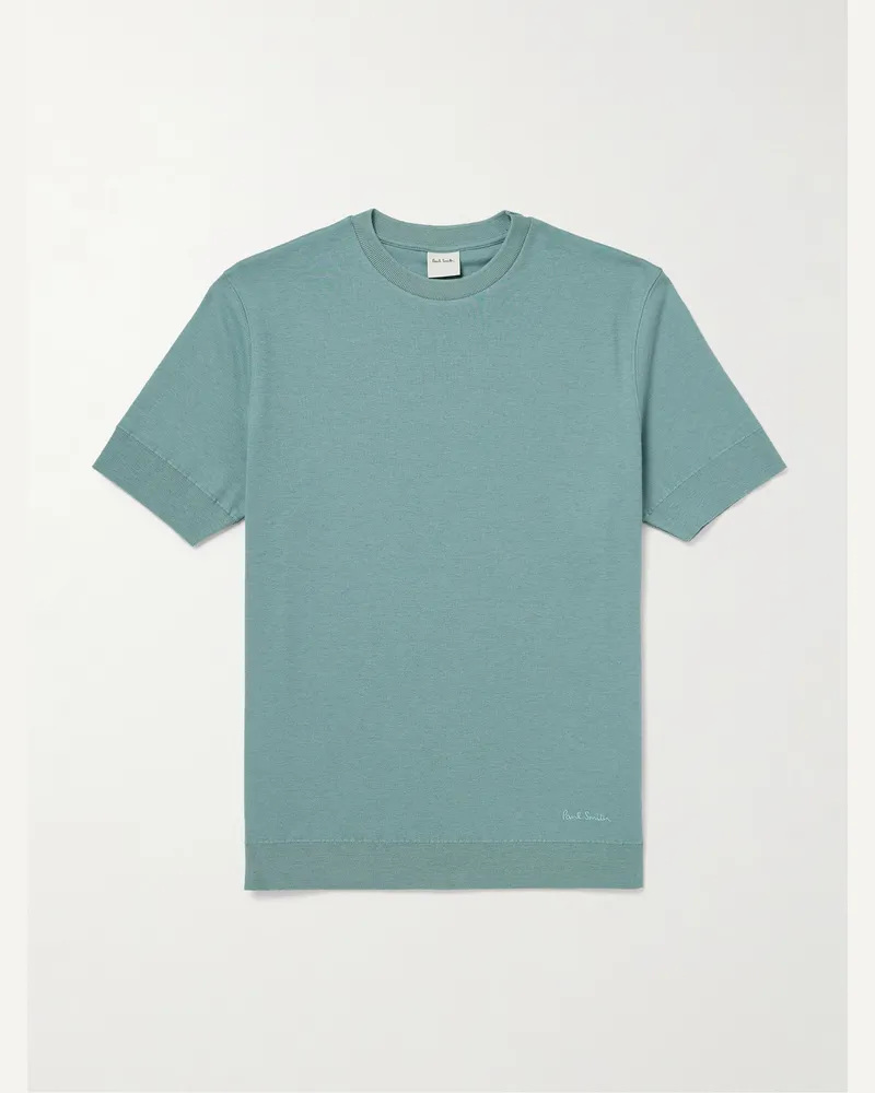 Paul Smith T-shirt in misto cotone e cashmere Verde