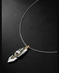 Jacques Marie Mage Collana Limited Edition in argento e oro con pendente e turchese White Buffalo Natrona Argento