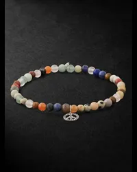 Sydney Evan Bracciale in oro bianco con perline di pietre Mini Peace Multicolore