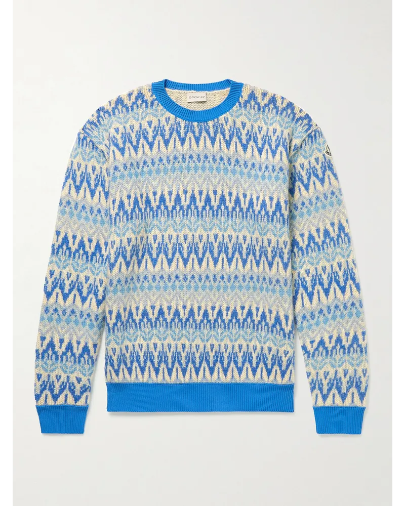 Moncler Jacquard-Knit Sweater Blu