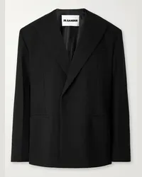 Jil Sander Blazer doppiopetto in twill di lana Nero