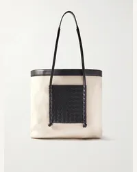 Bottega Veneta Tote bag in pelle con motivo Intrecciato e tela Avenue B Neutri