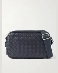 Bottega Veneta Borsa a tracolla in pelle con motivo Intrecciato Blu