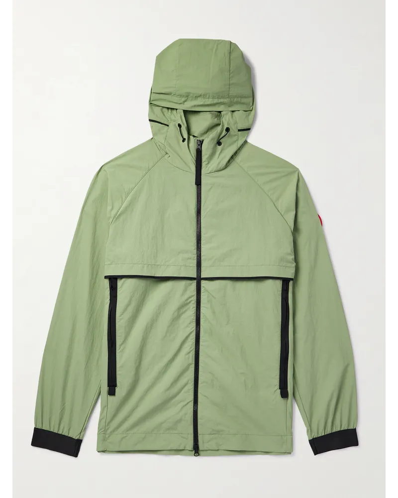 Canada Goose Giacca in shell con logo applicato e cappuccio Faber Verde