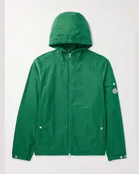 Moncler Giacca in shell con logo applicato e cappuccio Etiache Verde