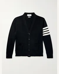 Thom Browne Cardigan slim-fit in lana con righe Nero