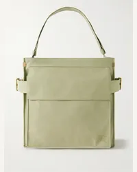 Burberry Tote bag in gabardine con logo ricamato Verde