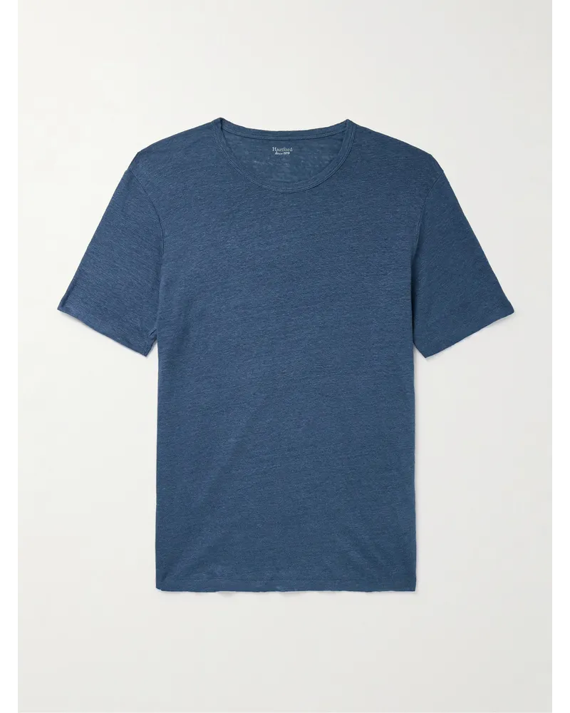 Hartford T-shirt in lino fiammato Blu